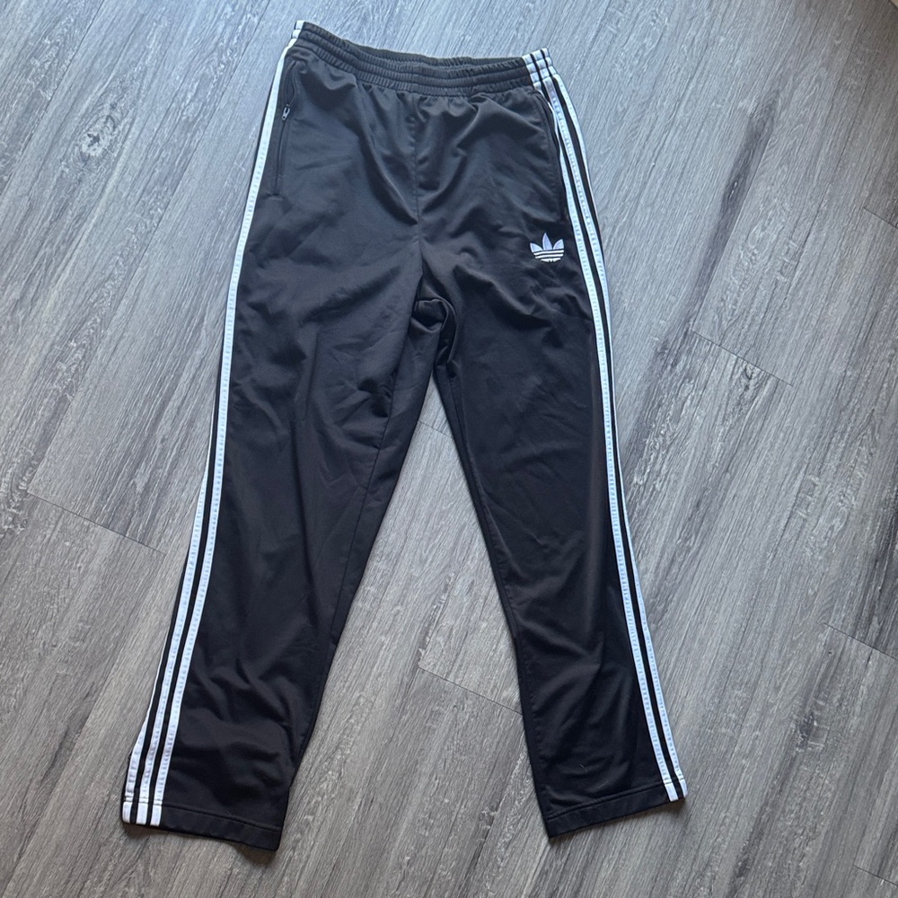 Adidas Black Joggers with White Stripes